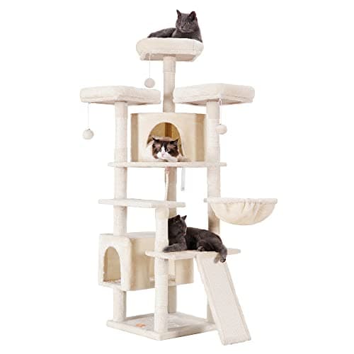 Large Cat Tree with Multi-Level Furniture for Indoor Cats — Beige