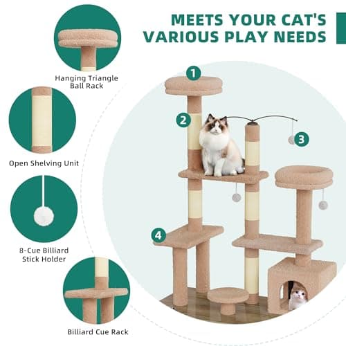 YITAHOME Cat Tree with Double Litter Box Enclosure for 2 Cats