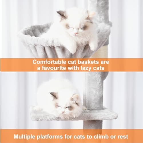 Adjustable Floor to Ceiling Cat Tree with Hammock - Light Gray