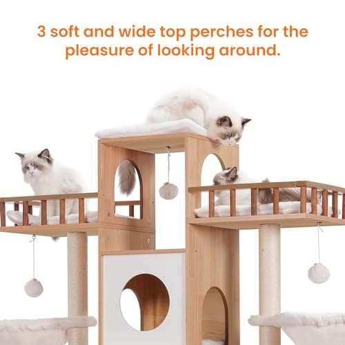 Modern Cat Tree with Litter Box Enclosure for Big Cats