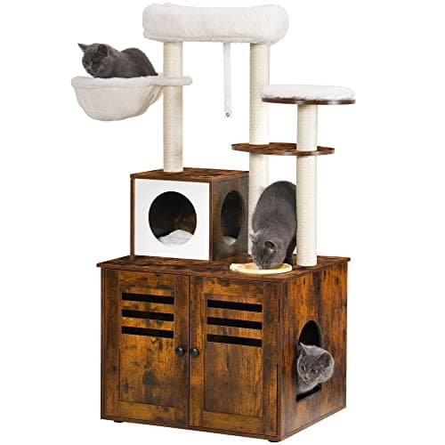 Modern Style Cat Tree with Large Platform, Condo, and Hammock