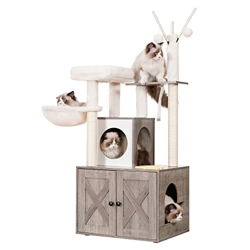 Modern Style Cat Tree with Large Platform and Condo