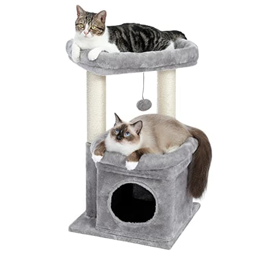 Cat Tree Tower for Small and Medium Cats — 27"H Light Grey