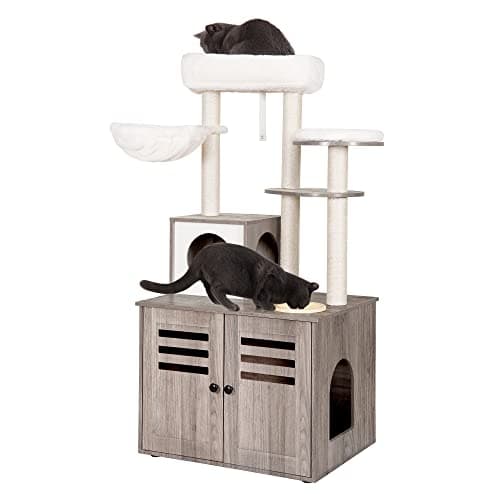 Modern Style Cat Tree with Large Platform and Condo