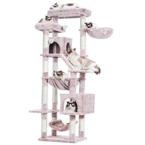 Cat Tree with 2 Perches, 2 Condos, 2 Hammocks, Scratching Pad - Large Cat Furniture and Condo — Muchroom