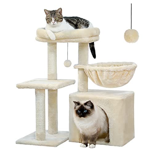 Small Cat Tree with Scratching Posts and Hammock