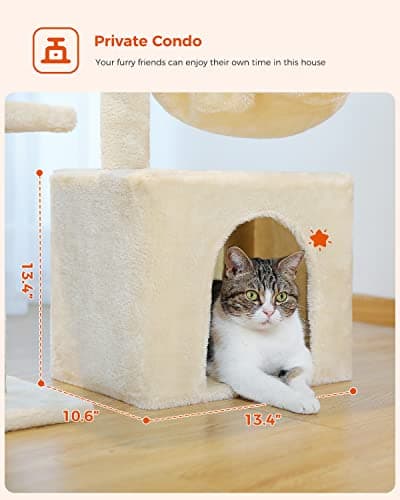 Small Cat Tree with Scratching Posts and Hammock