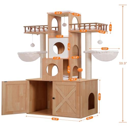 Modern Cat Tree with Litter Box Enclosure for Big Cats