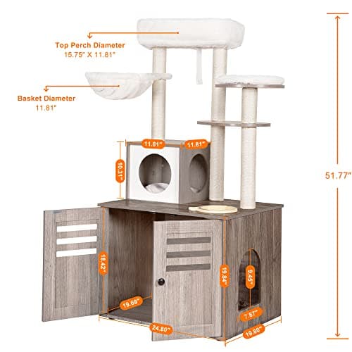 Modern Style Cat Tree with Large Platform and Condo