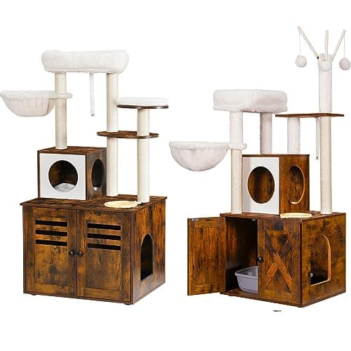 Modern Style Cat Tree with Large Platform, Condo, and Hammock
