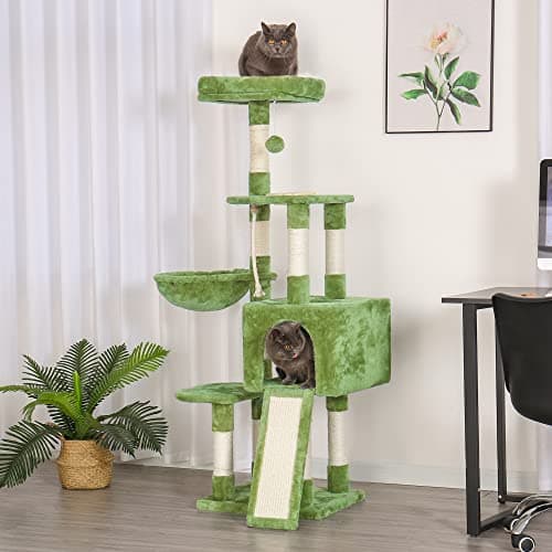 Heybly Cat Tree with Feeding Bowl and Scratching Board