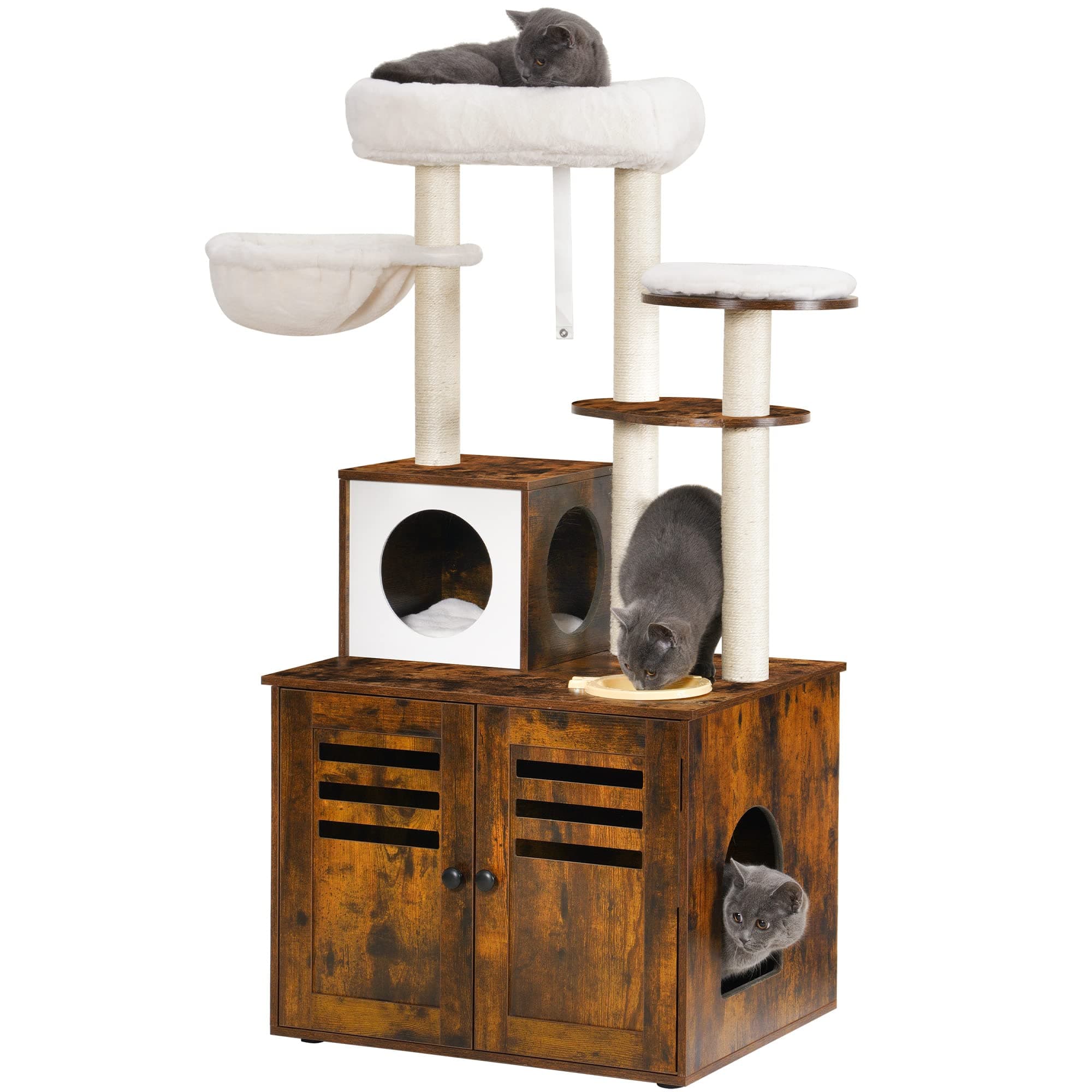 Heybly Cat Tree with Food Station and Condo